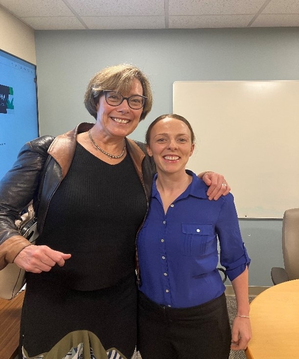 Image of Beth (right) and Dr Kathryn Schmitz (left) during visit to Pittsburgh