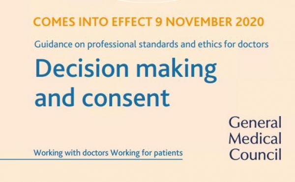 Front page of GMC document 'Shared decision making and consent'